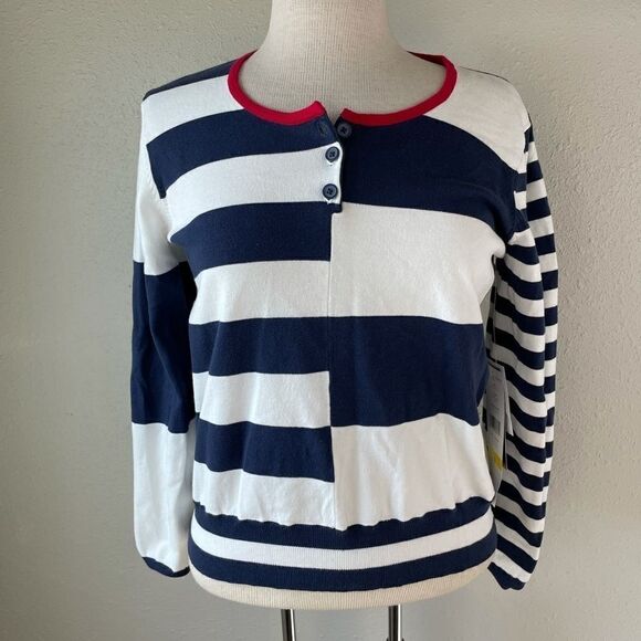 NWT Josephine Chaus Striped Long Sleeve Top Size M - Picture 1 of 8